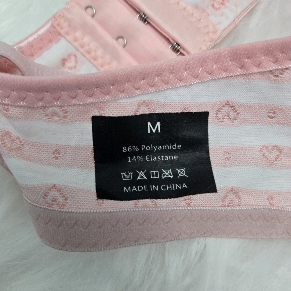 Pink Heart Floral Rhinestone Embellished Push Up Bra Size Medium 34C 36A… - Picture 8 of 10
